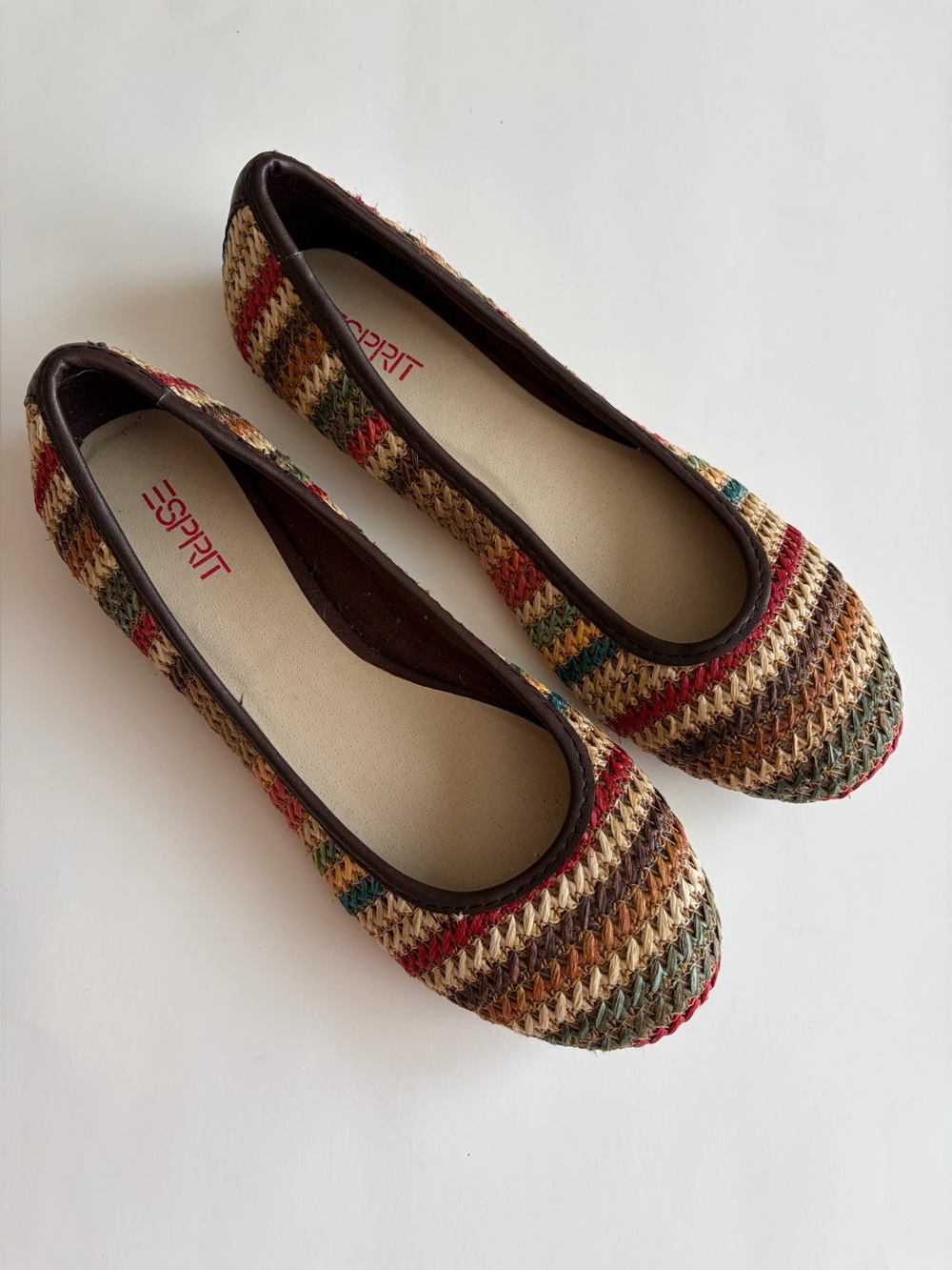 Esprit Hazey Multicolor Crochet Ballet Flats Size 7 Women’s Shoes Brown Cream